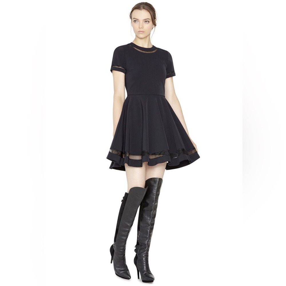 Alice + Olivia Frances Flared Mini Dress Size 4 Black - Picture 1 of 13